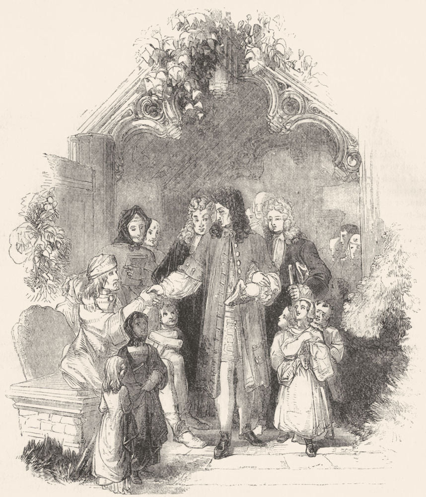 PORTRAITS. Roger de Coverley, church 1845 old antique vintage print picture